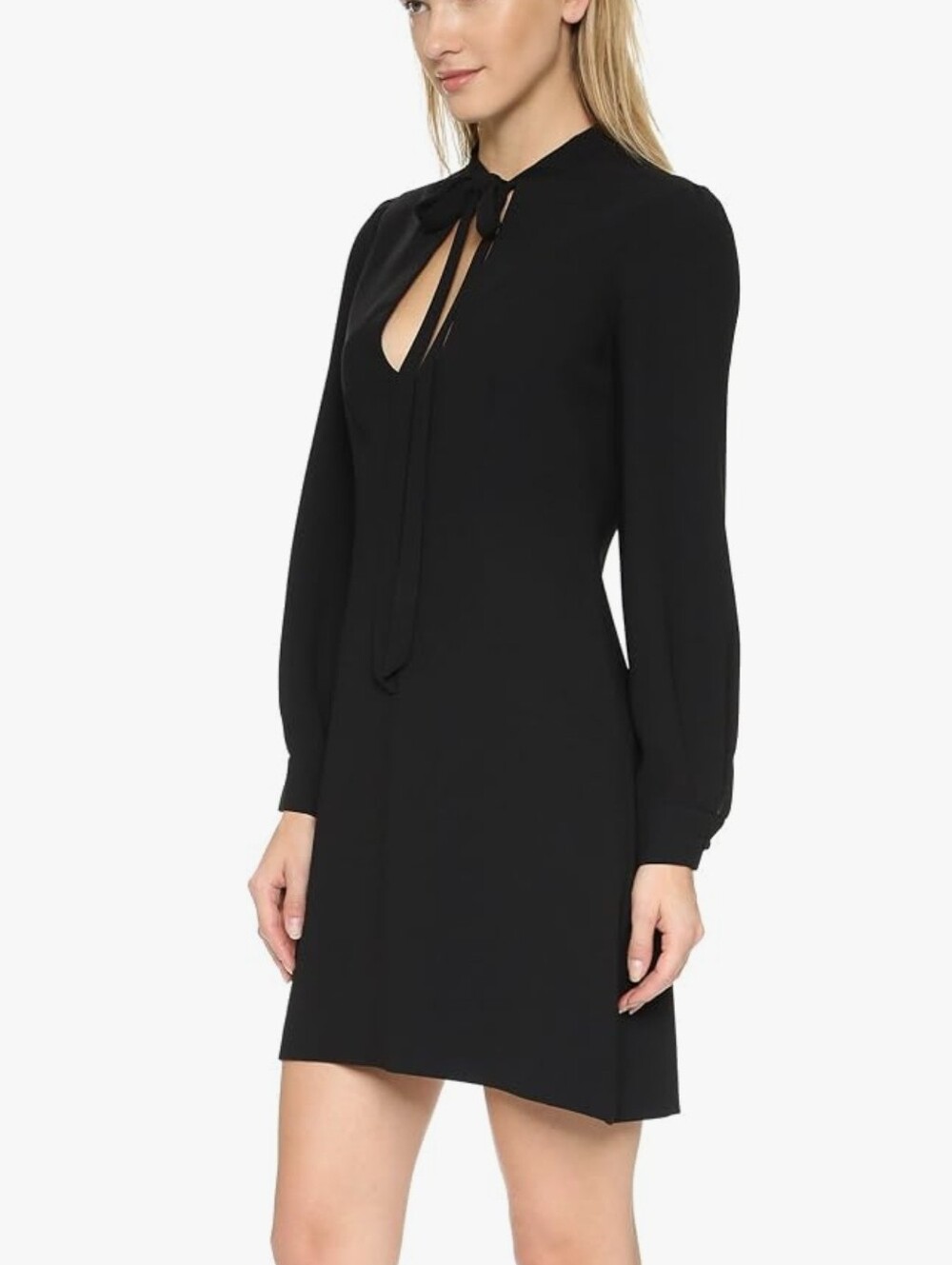 NWT Jill Jill Stuart Black Keyhole Cutout Tie Neck Mini Cocktail Dress Size 4 - Picture 2 of 10